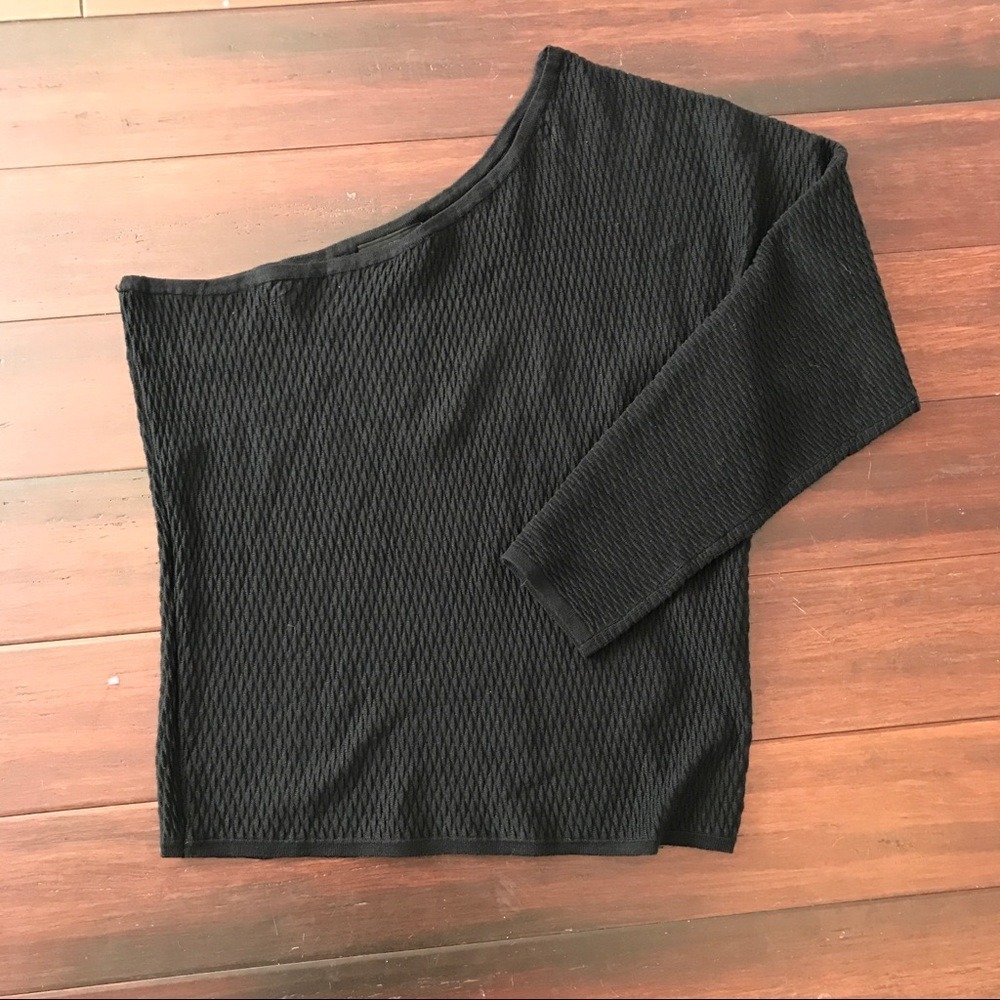 LANE BRYANT NWOT Womens Plus Size 18/20 Solid Black Textured 1 Sleeve Sweater - Picture 4 of 4